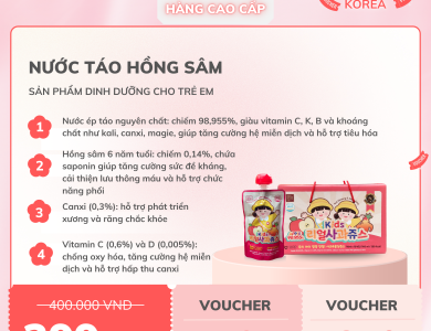 Nước Ép Táo Hồng Sâm Real Apple Juice (Hộp 10 gói*90ml)
