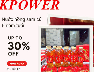 Nước Hồng Sâm Chai Nguyên Củ K-POWER GBC hộp 10 chai x 120ml