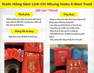 Nước hồng sâm linh chi nhung hươu 30 gói x 70ml (Thùng 6 hộp)