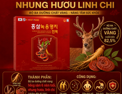 Nước hồng sâm linh chi nhung hươu 30 gói x 70ml (Thùng 6 hộp)
