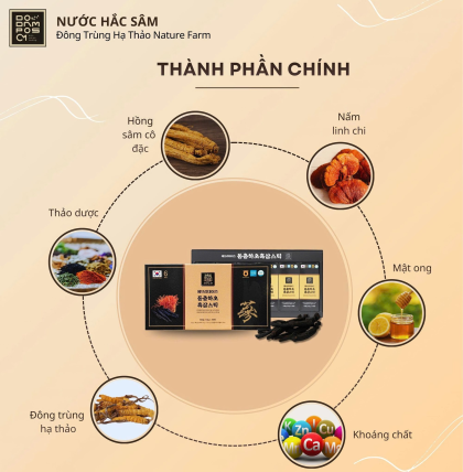 Nước hắc sâm đông trùng hạ thảo Nature Farm 30 gói x 12g (Thùng 10 hộp)
