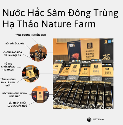 Nước hắc sâm đông trùng hạ thảo Nature Farm 60 gói x 12g (Thùng 10 hộp)