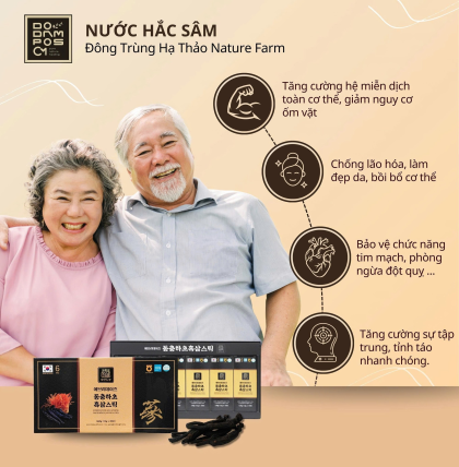 Nước hắc sâm đông trùng hạ thảo Nature Farm 30 gói x 12g (Thùng 10 hộp)