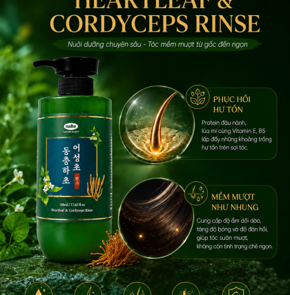 DẦU XẢ ĐÔNG TRÙNG HẠ THẢO DIẾP CÁ NATURE BEAUTY 500 ML (THÙNG 30 CHAI ) 