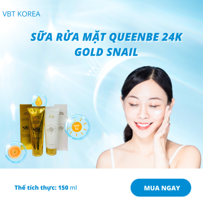 Sữa rửa mặt queenbe 24k gold snail