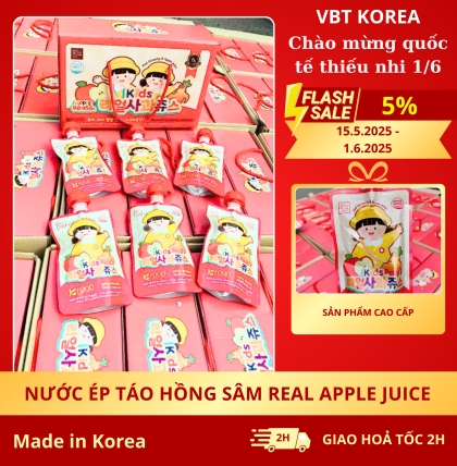 Nước Ép Táo Hồng Sâm Real Apple Juice (Hộp 10 gói*90ml)