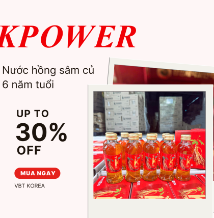 Nước Hồng Sâm Chai Nguyên Củ K-POWER GBC hộp 10 chai x 120ml