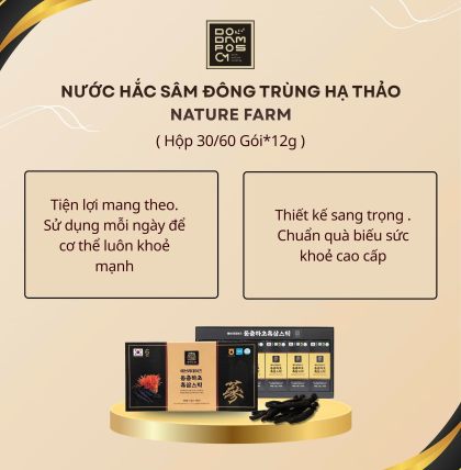 Nước hắc sâm đông trùng hạ thảo Nature Farm 30 gói x 12g (Thùng 10 hộp)