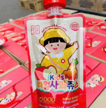 Nước Ép Táo Hồng Sâm Real Apple Juice (Hộp 10 gói*90ml)