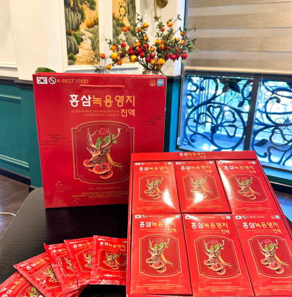 Nước hồng sâm linh chi nhung hươu 30 gói x 70ml (Thùng 6 hộp)