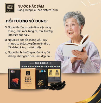 Nước hắc sâm đông trùng hạ thảo Nature Farm 30 gói x 12g (Thùng 10 hộp)