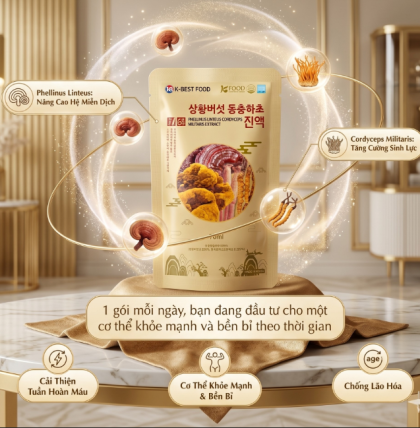 Nấm thượng hoàng đông trùng hạ thảo K-Best food 30 gói * 70ml (Thùng 6 hộp)