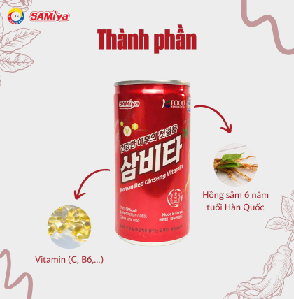 NƯỚC UỐNG HỒNG SÂM VITAMIN HÀN QUỐC SAMIYA (thùng 30 lon x 175ml)